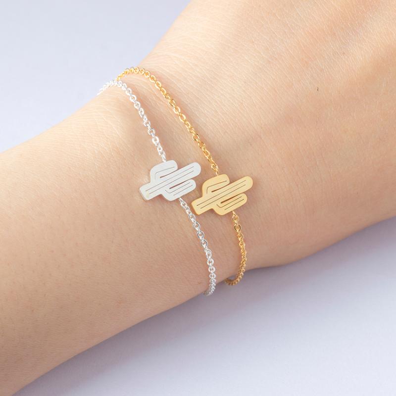 

Link, Chain Tropical Cactus Tree Charm Bracelets For Women Jewelry Stainless Steel Pulseira Gold Color Friendship Bracelet Femme Bff Gifts