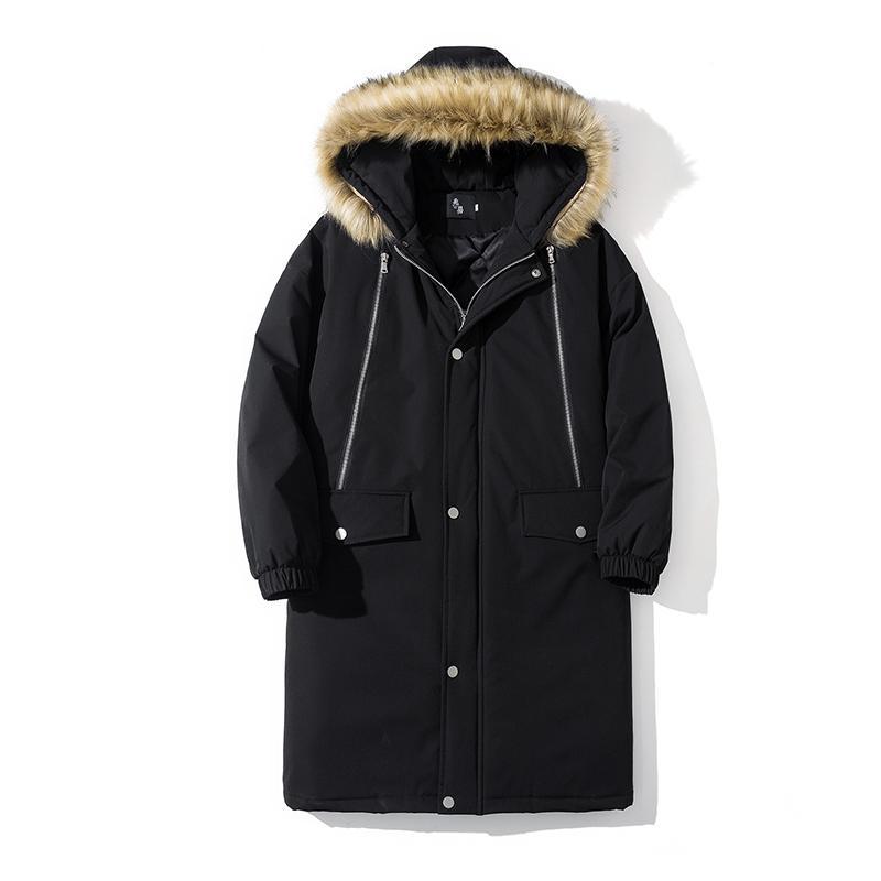 Tootless-Men Hooded Thickened Zip Pocket Solid Warm Oversized Down Outwear