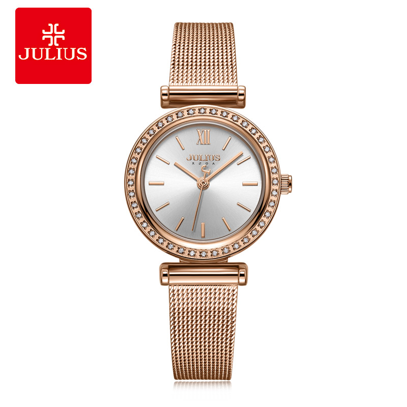 

Julius Watch Women's Business Watch RoseGold Simple Design Zircon Diamond Ladies Top Quality Gift Watch Dropshipping JA-1141, Black