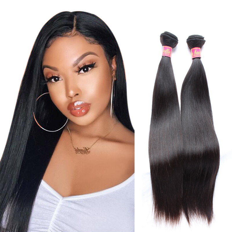 

11A One Donor Top Grade Quality Brazilian Hair Weft Bundles 2pcs/lot Malaysian Virgin Double Drawn Raw Indian Human Hair Weaves Extensions BellaHair, Natural color