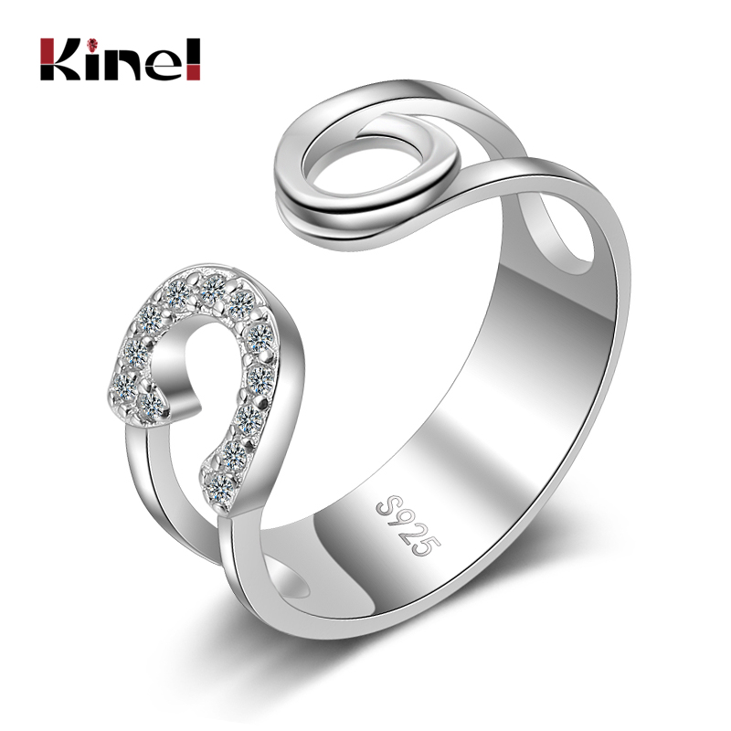 

Cluster Rings Kinel Geometric CZ 925 Sterling Silver For Women Open Stackable Ring Jewelry Minimalist Fine Jewellery