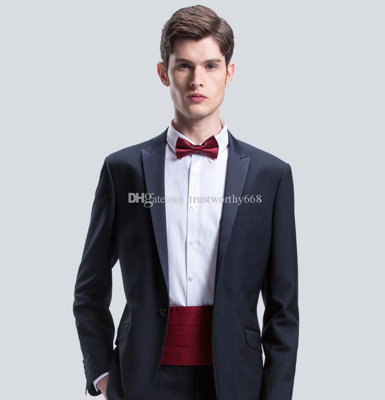 

Cheap And Fine One Button Groomsmen Peak Lapel Groom Tuxedos Men Suits Wedding/Prom Best Man Blazer ( Jacket+Pants+Tie) M53, Same as image