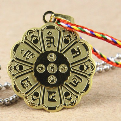 

SanLan 1pcs Double Side Yoga 7 Chakra Charms Buddhist Mandala Necklace OM Lotus Flower Meditation Amulet
