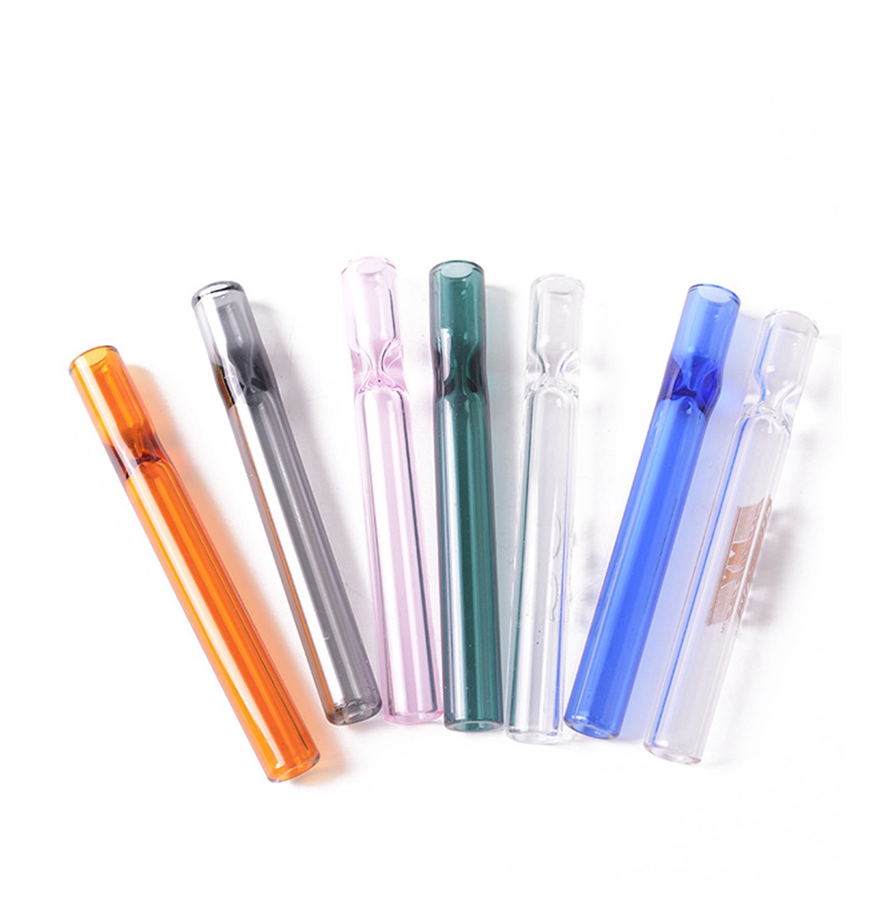 

colroful thick pyrex 4inch One Hitter Bat Cigarette Holder Glass Steamroller Pipe filters for tobacco dry herb oil burner hand pipes free sh