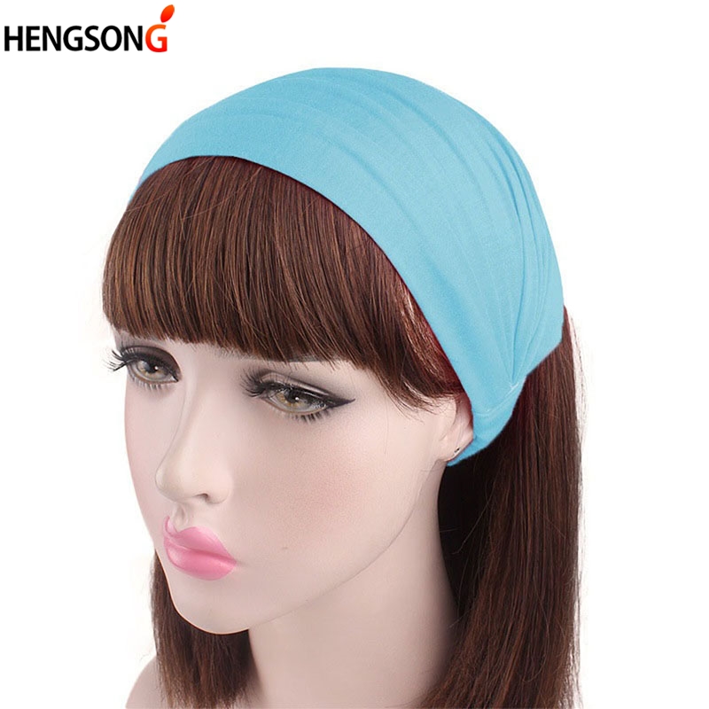 

2020 New Fabric Elastic Yoga Headband Solid Color Wide Hairband For Women Yoga Hair Band Sport Headband Hair Accessories, Black