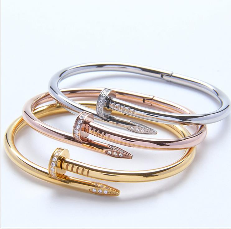 

18k rose gold platinum diamond titanium steel bracelet couple Bracelet