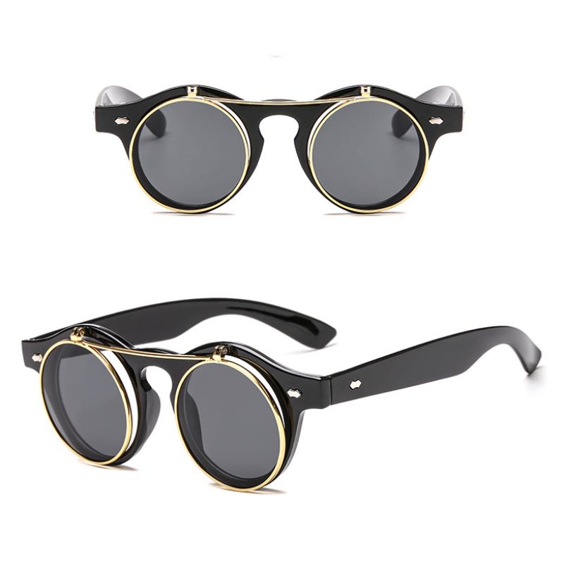

Vintage Retro Polarized Steampunk Sunglasses 2019 Round Mirrored Eyewear Vintage Shield Eyewear Shades Steampunk Sunglasses 3010