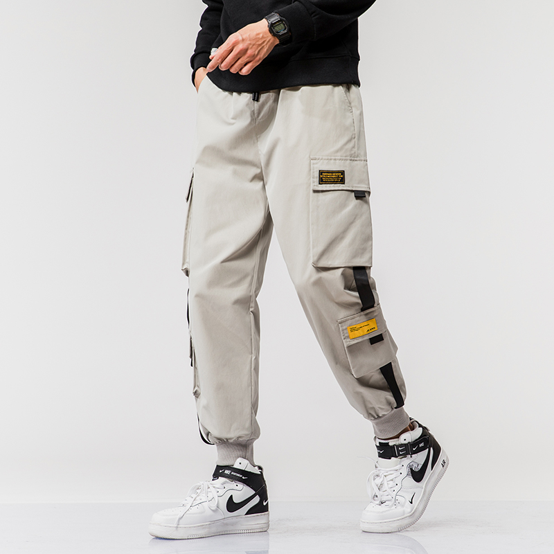 

2020 spring japanese cargo casual grey P46 mens pants casual brand pant for men, Black