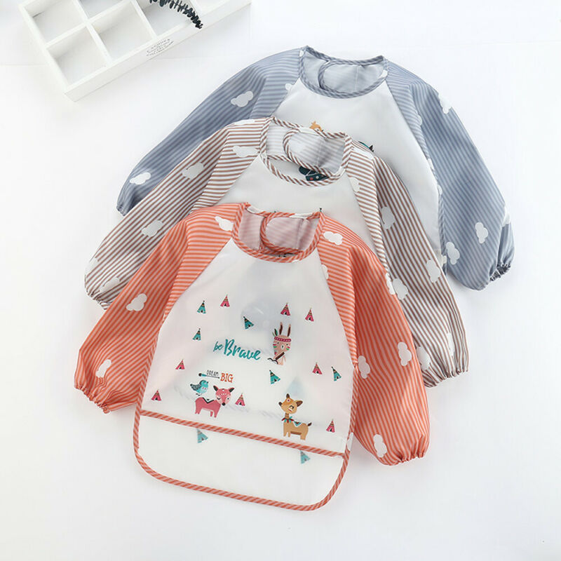 

Waterproof Feeding Art Apron Bib Smock Boys Girls Baby Toddler Kids Long Sleeve
