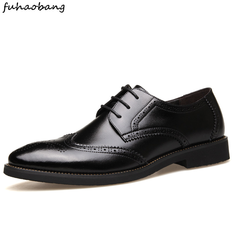 

Genuine Leather Dress Shoes spring Autumn Fashion Oxford Shoes Men high quality Top lace up breathable Formal, Black