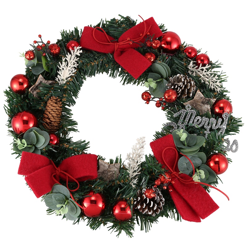 

Christmas Decoration Wreath PVC Christmas Wreath Pine Cone Window Decoration Pendant, As shown