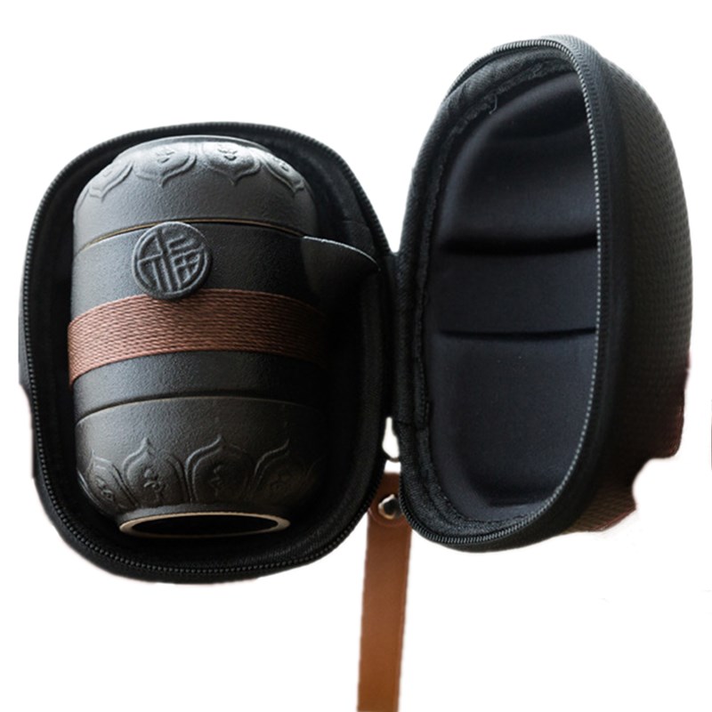 

Lotus Travel Tea Set Longjing Cup Travel Portable Tea Cup Set Teacup Crafts 1 Pot 2 Cups Ornaments Office Decoration