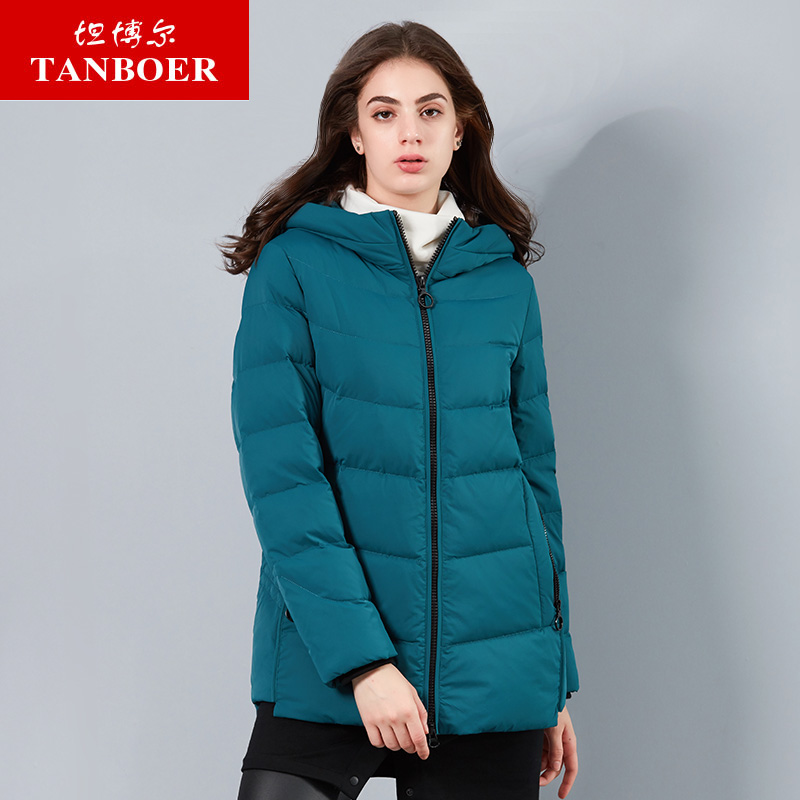 

TANBOER women's down jacket female short coat 2018 new light weight zipper down coat quality outwear TD18158, 629 purple
