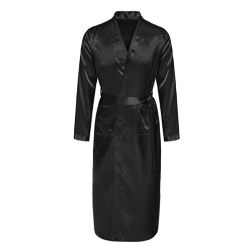 long black satin kimono robe