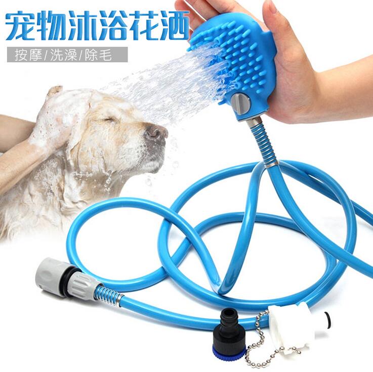 

Wholesale Pet Shower Sprayer Pet Bathing Tool Multi-Functional Bath Hose Sprayer and Scrubber in One, Dog Cat Grooming Bath Massager, Blue
