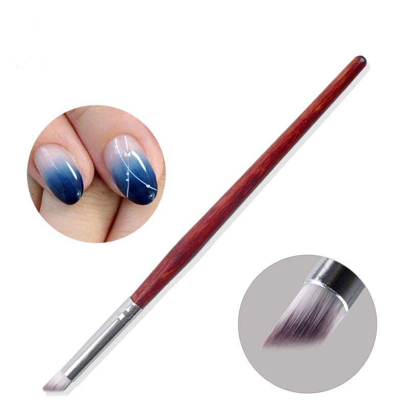 

1Pc Nail Art Gradient Dizzy Dye Pen Brush Wood Handle Angled Nail Tool Professional Gel Acrylic Dotting Art Brush Redwood