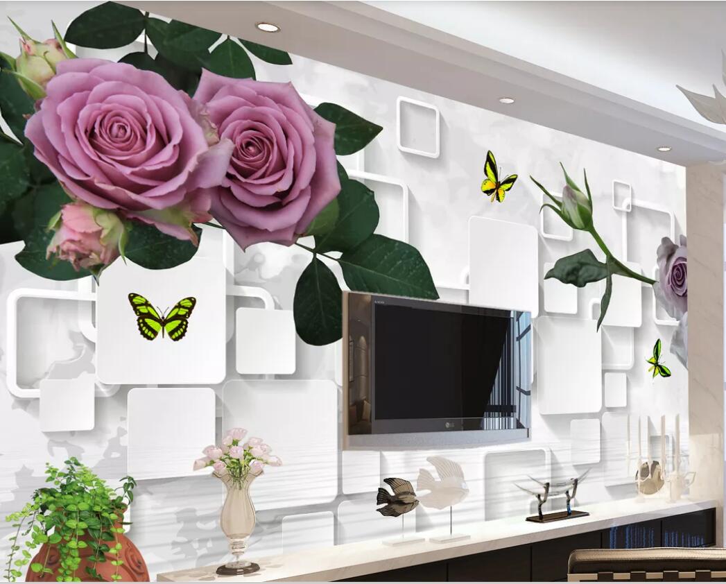 

3d wallpaper custom photo murals Background wall Rose flower fashion 3D background wall decoration painting home decor wall art pictures, Non-woven fabric