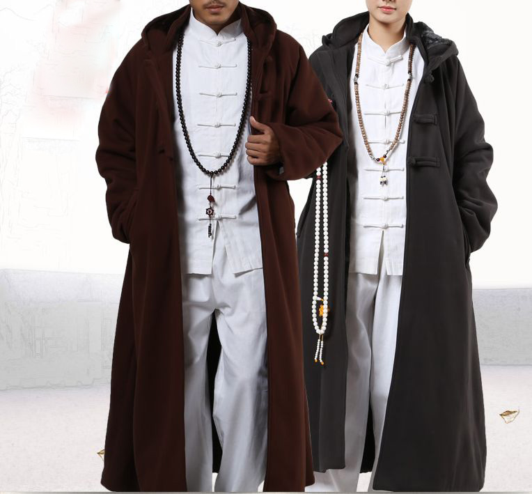 

4color winter warm Buddhist shaolin monks cape meditation cloak suits coat lay abbot nun martial arts robe clothing