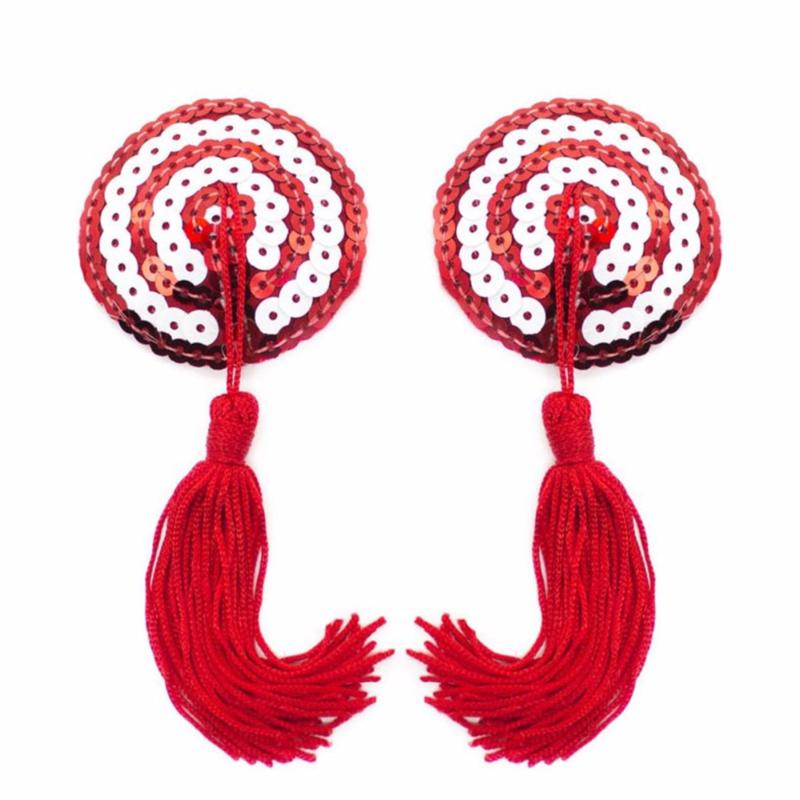 

Women Reusable Nipple Cover Self Adhesive Breast Petals Sequin Pasties Tassel Stickers Round Shape Tepel Cover