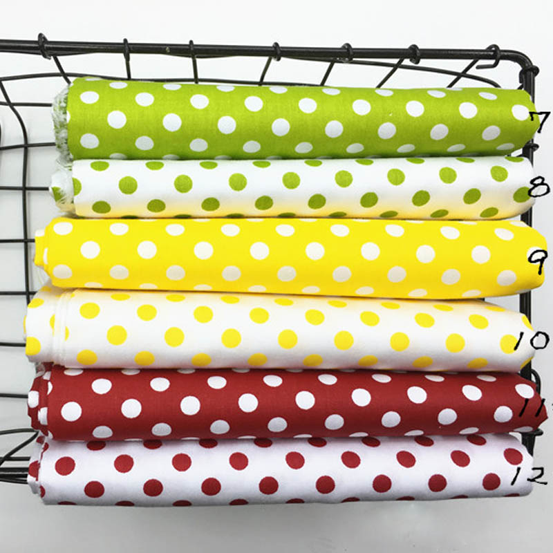 

Fabric 100% Cotton Twill Cloth GREEN YELLOW MAROON Polka Dot 0.8cm Fabrics For DIY Bedding Handwork Tablecloth Quilting Patchwork Craft