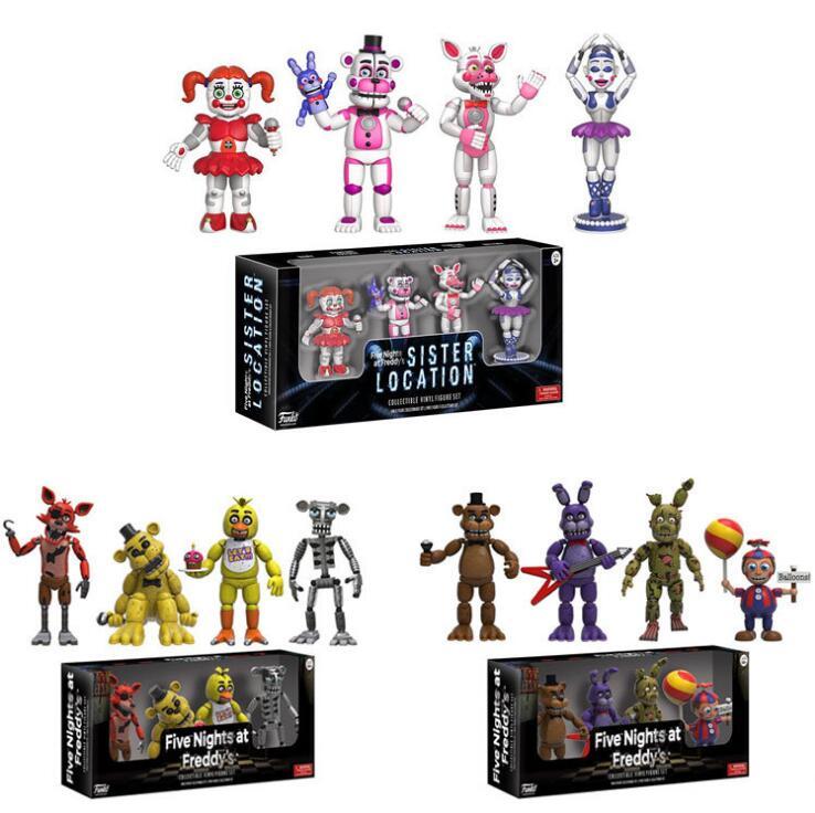 

4pcs/Lot 5cm FNAF Five Nights At Freddy's Action Figure Set FNAF Foxy Bonnie Freddy Fazbear Sister Location Model Dolls FNAF Collect To