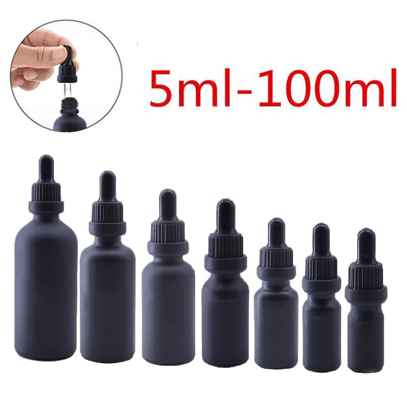 

Black Frosted Glass Essential Oil Perfume bottles e Liquid Reagent Pipette Bottles Eye Dropper Aromatherapy Bottle 5ml-100ml
