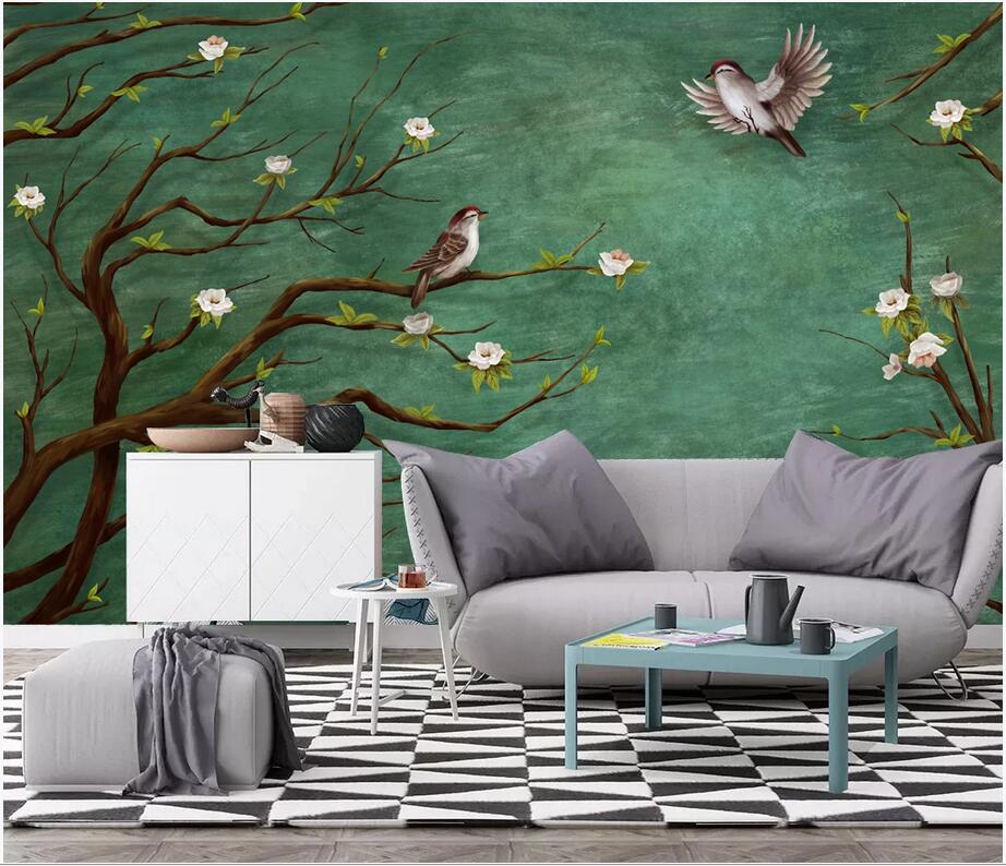 

3d murals wallpaper custom photo Classical American flowers and birds wallpaper vintage mural homedecor 3d wall murals for walls 3 d, Non-woven