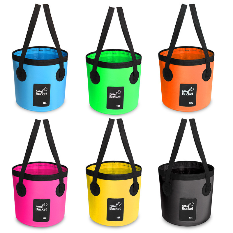 

Outdoor folding bucket fishing bucket portable car washing beach toy travel camping, Black