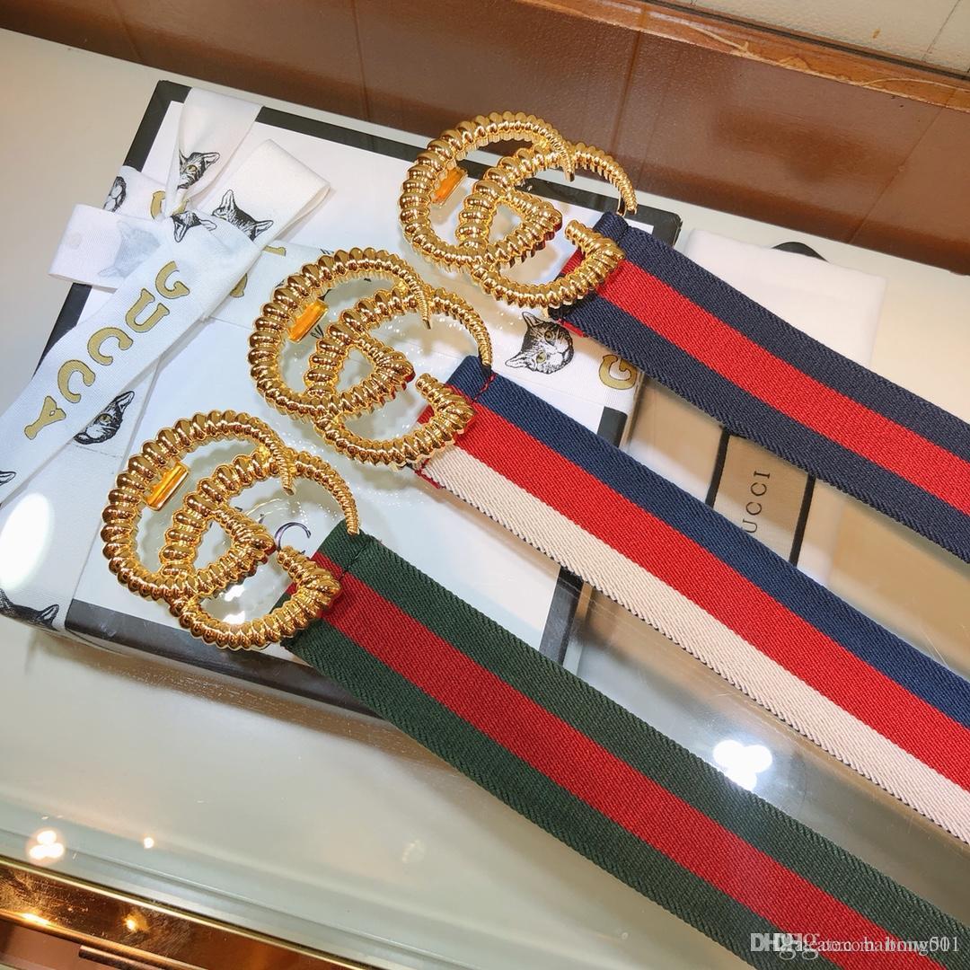 

2019 new famous brand design fashion men's and women's classic red, blue and white contrast belt, Black;brown