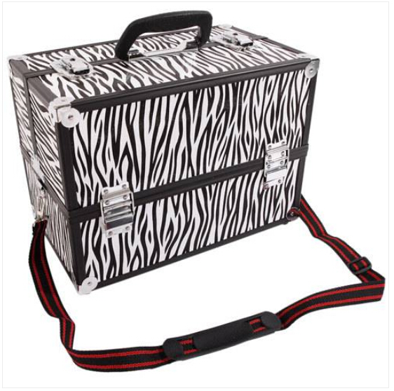 

Sales!!! Wholesales Free shipping SM-2083 Aluminum Alloy Makeup Train Case Jewelry Box Organizer White Zebra Stripe