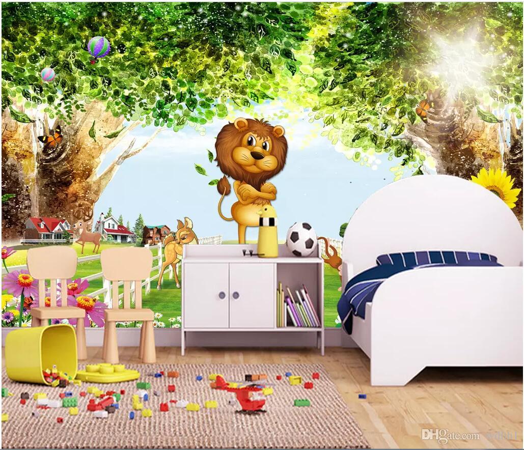 

3d room wallpaper custom photo non-woven mural Beautiful scenery forest wood cartoon children's room kids room wallpaper for walls 3 d, Picture shows
