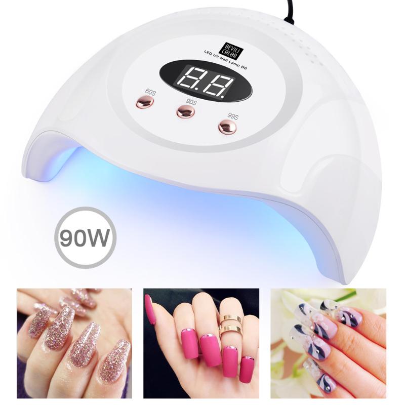 

Led Uv 90w Nail Dryer Curing Gel Polish Lamp Light Curing Manicure Machine Nail Ice Lamp For Manicure Gel Dropshipping, Black