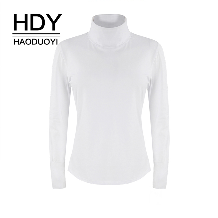 

HDY Haoduoyi Sweater Soft Korean Style Skinny Winter Turtleneck Women Bodycon Basic Pullovers Long Sleeve Pull Bottom Female Top, White