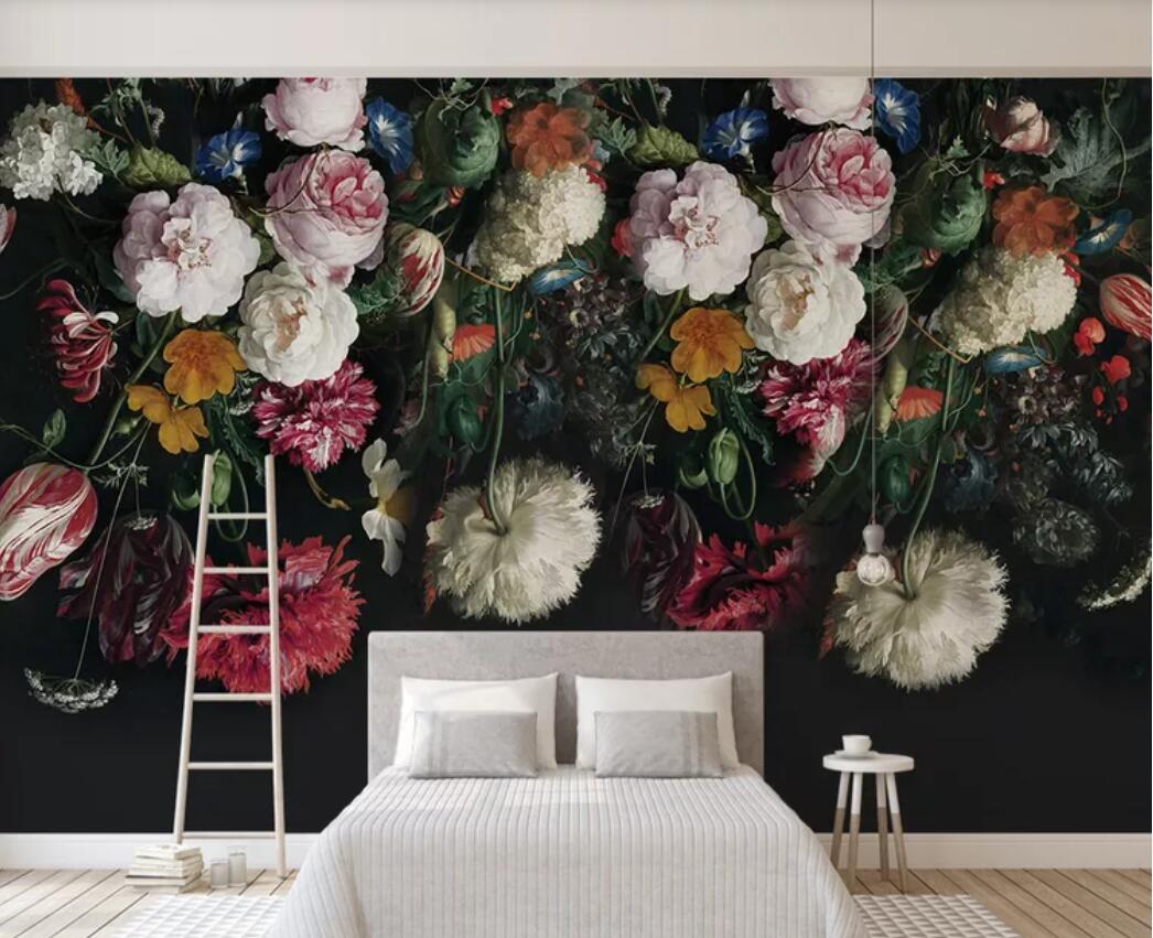 

3d wallpaper custom photo mural European retro vintage hand drawn floral TV background wall home decor wall art pictures, Non-woven fabric