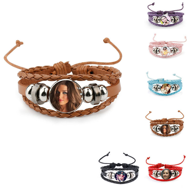 

sublimation knitted Cowhide blank bracelets fashion bracelet hot transfer printing blank custom jewelry consumables 18MM