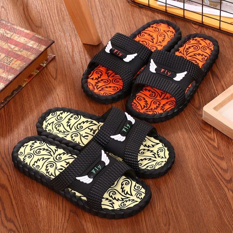 

Women Summer Casual Slippers Candy Flat Non-slip Platform Slides Men Jelly Bathroom Shoes Soft Bottom Female Fashion Slippers, Wing dark blue