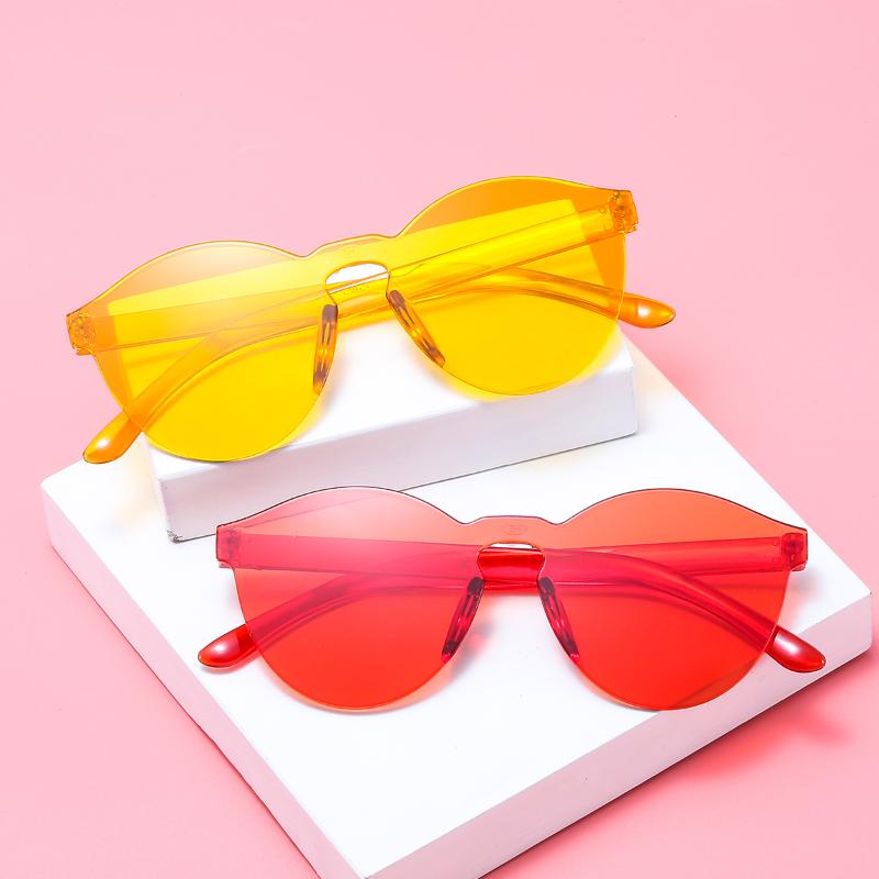 

2020 Fashion Frameless Transparent Candy Sunglasses UV400 Mirror Sun Glasses Vintage Eyewear Pink