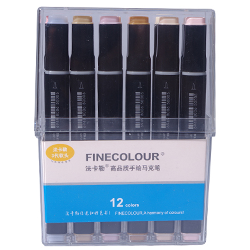 

Finecolour EF102 Double-Ended Brush Markers 12/24/36 Manga Colors Skin Tones Sketch Graphic Design with Pen Box