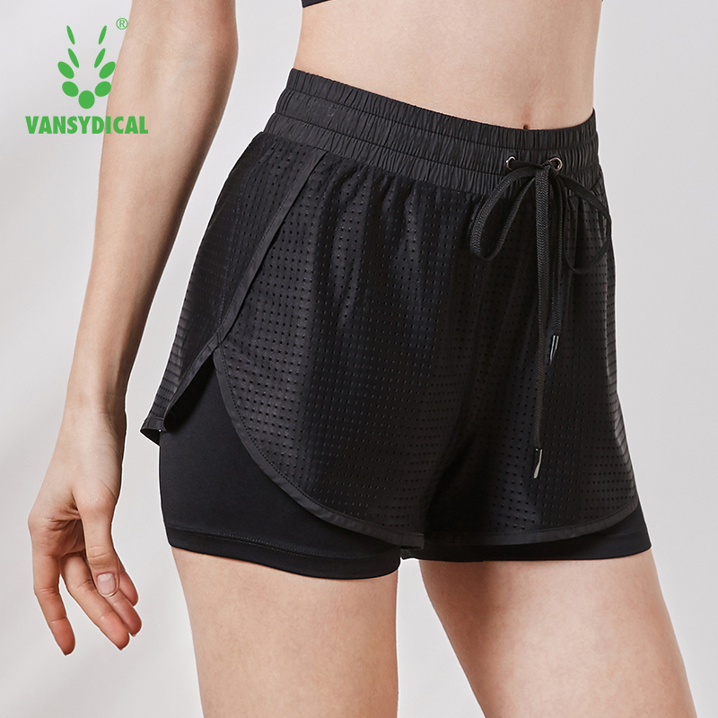 

VANSYDICAL 2 in 1 Running Shorts Women Yoga Gym Short Trousers Double Layers Breathable Fitness Workout Sport Shorts Women, Ft903501