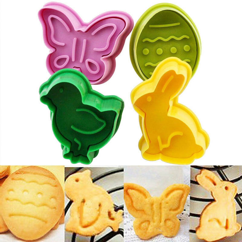 

4 Pieces Easter Egg Cake Fondant Plunger Cutter Cookies Biscuit Pastry Mold D I Y