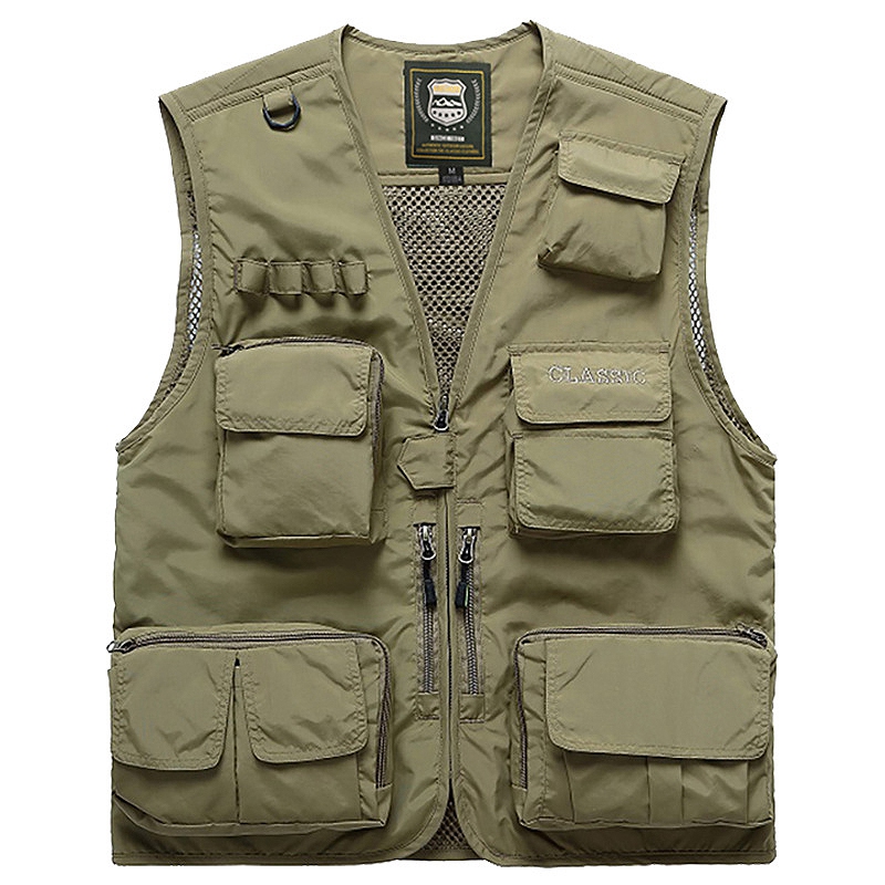 

Men Multifunction Quick Dry Fishing Vest Mesh Loose Jacket Outdoor Multipockets Photography Fisherman Waist Coat,Khaki