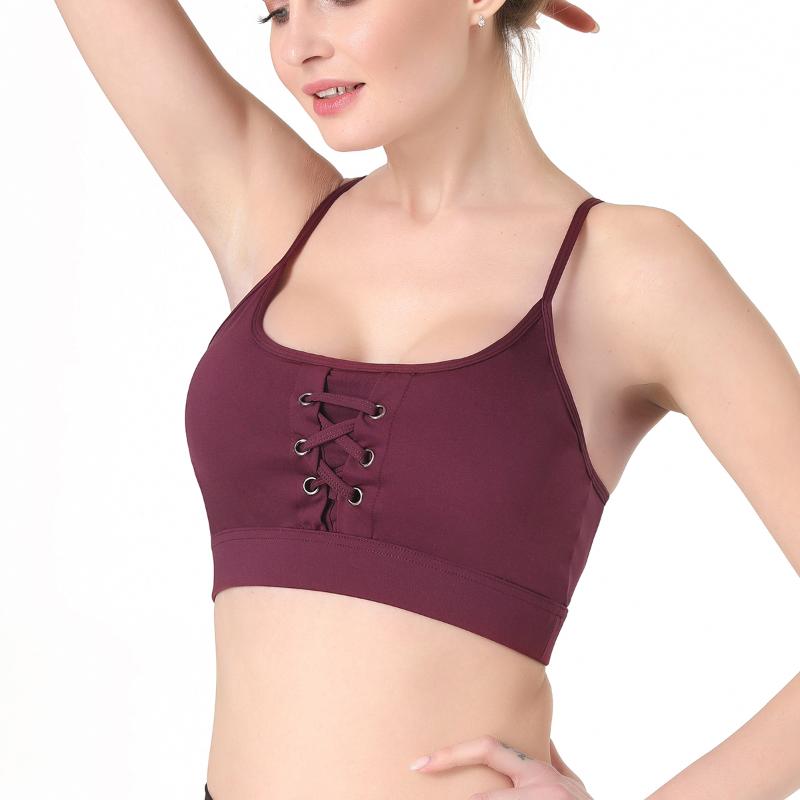 

Summer Solid Color Soft Fitness Tops Bras Seamless Push Up Training Sports Bras Gym Workout Strappy Yoga Bra Women Running Wear, Ns-w029 white
