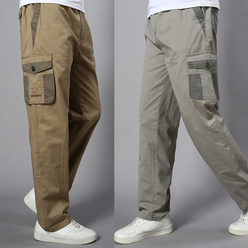 SZ S-6XL Cargo Pantalon Homme Coton Travail Décontracté Combinaison Baggy Loose Pantalon Long