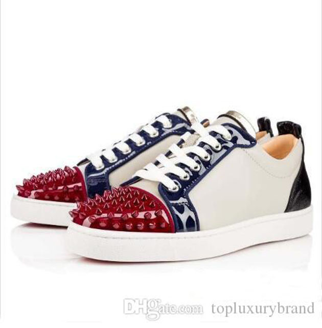 

2019 Top Gift Red Bottom Sneakers Men Shoes Comfortable Junior Spikes Women's Red Sole Sneaker Orlato Flat Genuine Leather