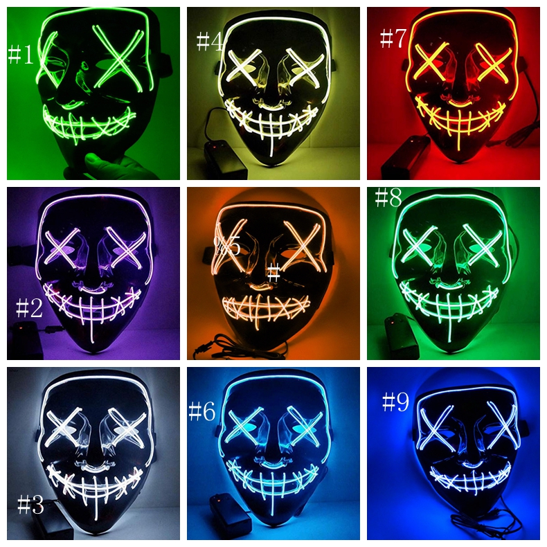 

Halloween Mask LED Mask Light Up Party Masks Neon Maska Cosplay Mascara Horror Mascarillas Glow In Dark Masque EEA321-2