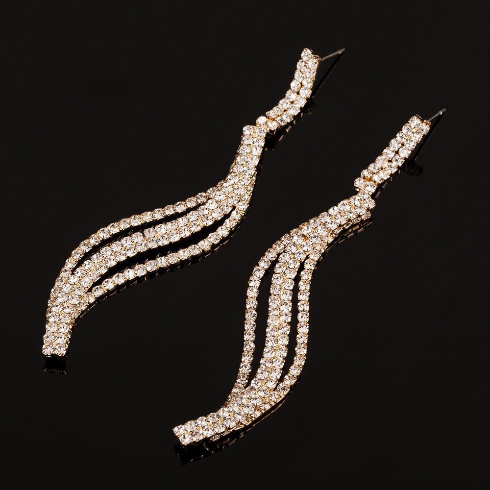 

Chain Earring Personality Rhinestone Tassels Leaf Earrings Ornaments