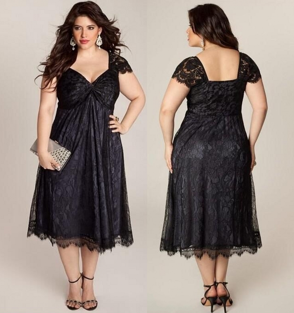 

2020 Custom Made Full Lace Mother Of Bride Dresses Cap Sleeve A Line Tea Length Black Elegant Short Mother Dresses Evening Gowns