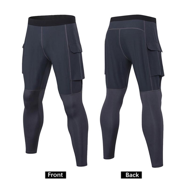 

Men Pants Fitness Running Sportwear Tight Workout Leggings Elastic Waist Gym Quickly-dry Moisture Wicking Performance Trousers, Black
