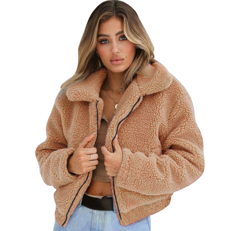 

Plus Size Teddy Coat Female Fashion Women Winter Fleece Coat Cashmere Loose Thick Warm Cardigan Jacket Outerwear Overcoat 2019, Beige