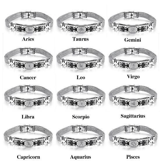 

12 Type Zodiac Astrology Stainless Steel Men Bracelet boy Wristlet High quality Metal Personalized Fashion Jewelry